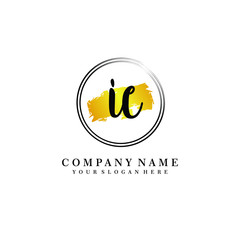 Initial IC handwriting logo, and brush circle template 