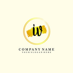 Initial IV handwriting logo, and brush circle template 