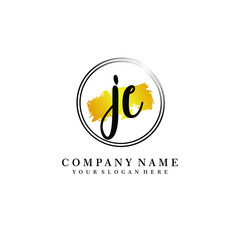 Initial JC handwriting logo, and brush circle template 