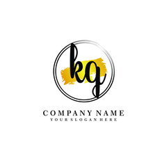 Initial KQ handwriting logo, and brush circle template 