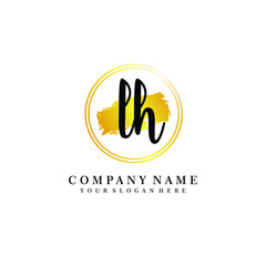 Initial LH handwriting logo, and brush circle template 