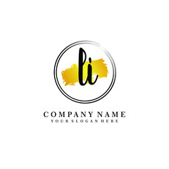Initial LI handwriting logo, and brush circle template 