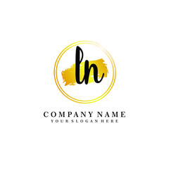 Initial LN handwriting logo, and brush circle template 