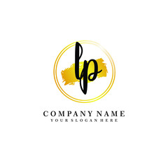 Initial LP handwriting logo, and brush circle template 
