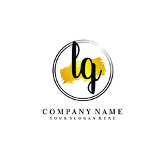 Initial LQ handwriting logo, and brush circle template 