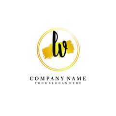 Initial ,  handwriting logo, and brush circle template