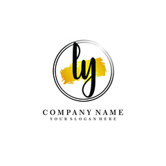 Initial LY handwriting logo, and brush circle template 