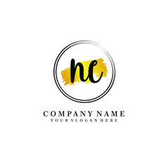 Initial NC handwriting logo, and brush circle template 