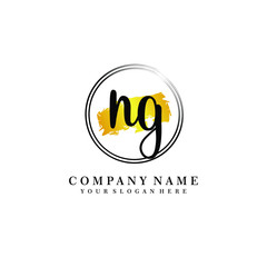 Initial NG handwriting logo, and brush circle template 