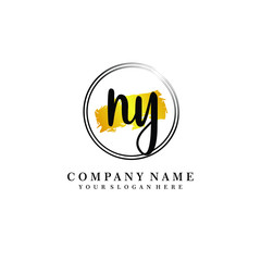 Initial NY handwriting logo, and brush circle template 