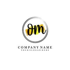 Initial OM handwriting logo, and brush circle template 
