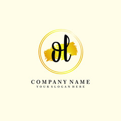 Initial OL handwriting logo, and brush circle template 