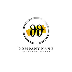 Initial OO handwriting logo, and brush circle template 