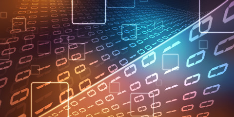 2d illustration abstract digital binary data on computer screen