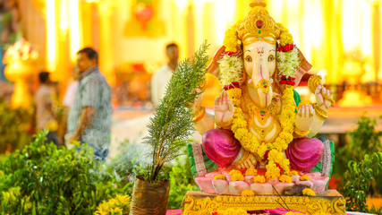 indian wedding ceremony :Decorative Lord Ganesha sculpture 