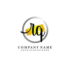 Obraz premium Initial RQ handwriting logo, and brush circle template 
