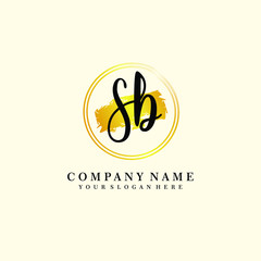 Initial SB handwriting logo, and brush circle template 