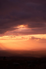Fototapeta premium Country sunset with orange tones in the sky