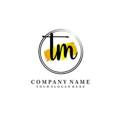 Initial TM handwriting logo, and brush circle template 