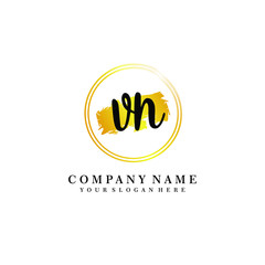 Initial VN handwriting logo, and brush circle template 