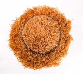 Close up Rice devzira Red with white background 