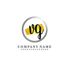 Initial VQ handwriting logo, and brush circle template 