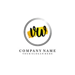 Initial handwriting logo, and brush circle template