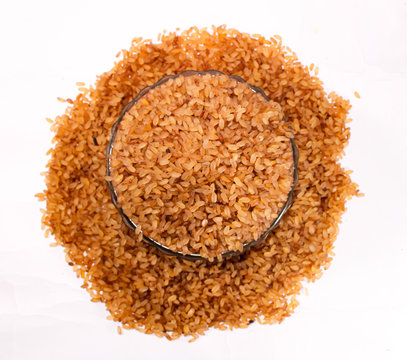 Close up Rice devzira Red with white background 