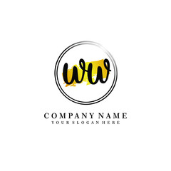 Initial WW handwriting logo, and brush circle template 