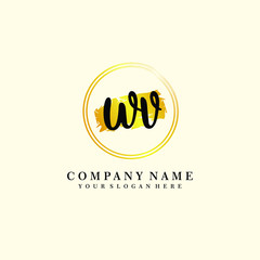 Initial WV handwriting logo, and brush circle template 