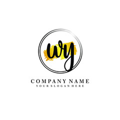 Initial WY handwriting logo, and brush circle template 