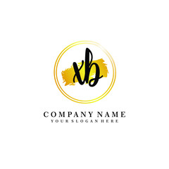 Fototapeta premium Initial XB handwriting logo, and brush circle template 