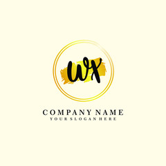 Initial WX handwriting logo, and brush circle template 