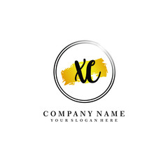Initial XC handwriting logo, and brush circle template 