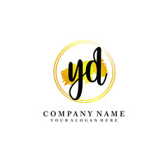 Initial YD handwriting logo, and brush circle template 