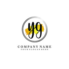 Obraz premium Initial YG handwriting logo, and brush circle template 