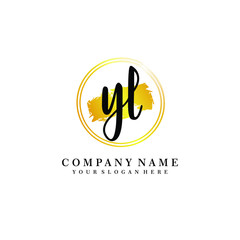 Initial YL handwriting logo, and brush circle template 