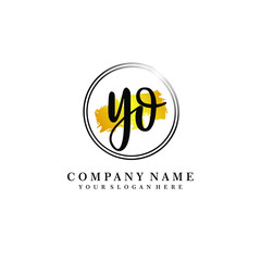 Initial YO handwriting logo, and brush circle template 