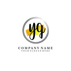 Initial YQ handwriting logo, and brush circle template 