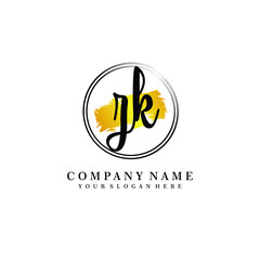 Initial ZK handwriting logo, and brush circle template 