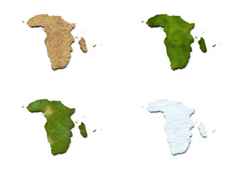 3D Africa Map Earth Dry Snow Grass Terrain