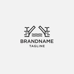 simple black thin line bridge logo. concept of place, visual identity, real estate contour, suspension bridge. flat style trend modern brand graphic art design vector illustration on white background