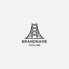 simple black thin line bridge logo. concept of place, visual identity, real estate contour, suspension bridge. flat style trend modern brand graphic art design vector illustration on white background