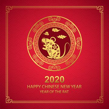 2020 Chinese New Year, Year of the rat. Vector illustration