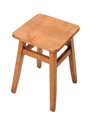 Wooden stool. Isolated with handmade clipping path.