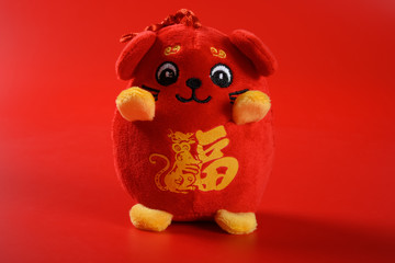 rat mascot on red background the Chinese means fortune