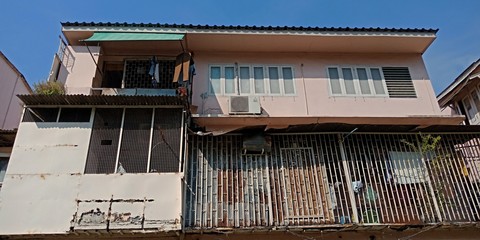 Old buildings in city and the clear blue sky at Bangkok of Thailand