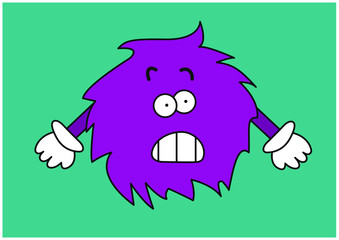 Funny colorful cartoon comic fury round characters with different emotions. Cute game assets. Vector illustration, isolated icons on color background.