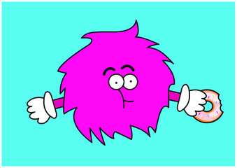 Funny colorful cartoon comic fury round characters with different emotions. Cute game assets. Vector illustration, isolated icons on color background.