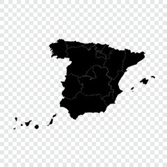 Spain map on transparent background. Vector illustration.